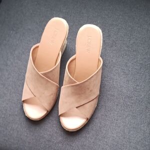 J. Crew Women's Beige Suede Cross-Strap Mules